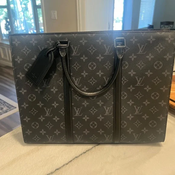 Auth LOUIS VUITTON Monogram Eclipse Sac Plat Horizontal Zippe M45265 - Picture 3 of 5